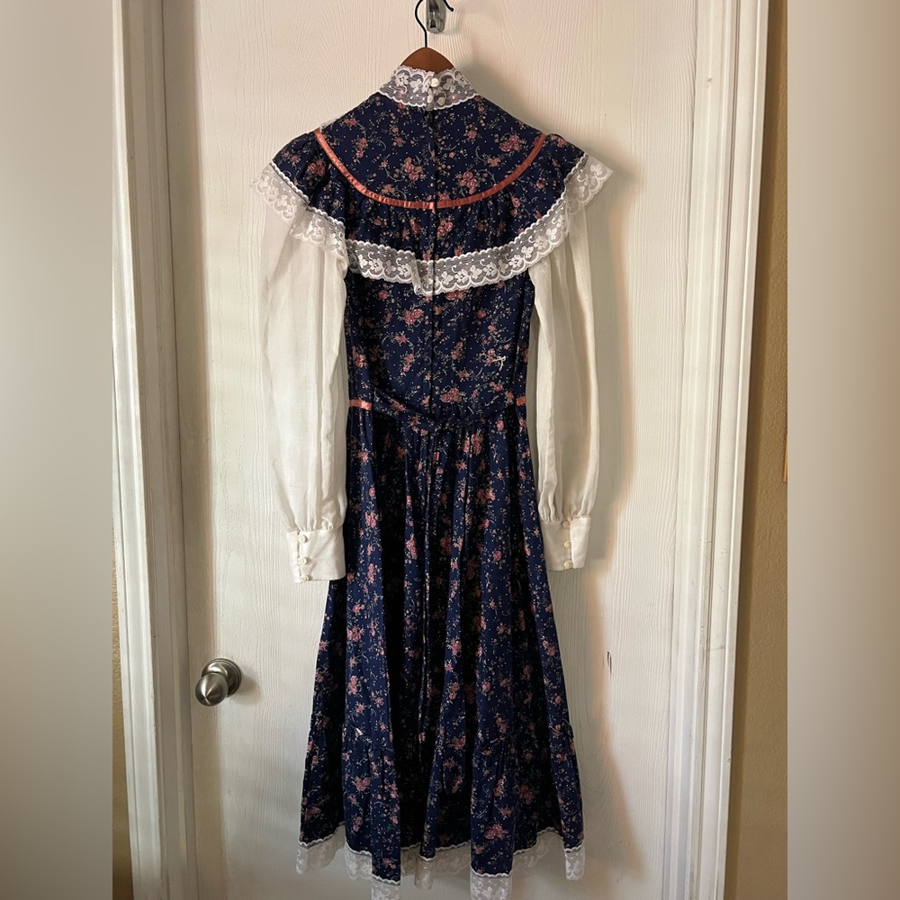 Vintage 1970's Gunne Sax Jessica Prairie Boho Festival Lace Floral Dress Sz 11 - Picture 6 of 8